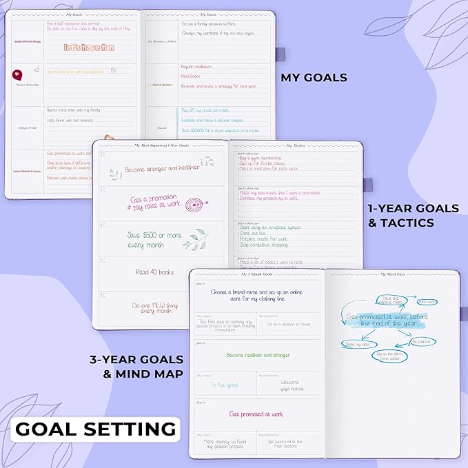 GoGirl Planner PRO Schedule - Undated Planner with Hourly Time Slots, Monthly, Weekly & Daily Organizer, Appointment Book for time Management, 7"x10" Hardcover, Lasts 1 Year - Lavender