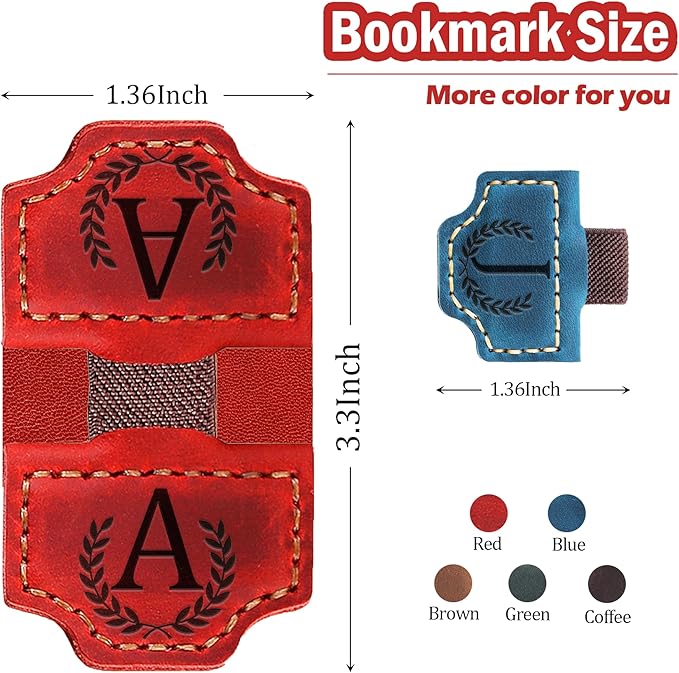 Personalized Bygone Mark Bookmark with Pen Holder, Leather Magnetic Bookmark 26 Letters Name Initial Bookmarks for Readers, Book Lover Gifts for Women Men Notebook Accessories (Green, B)