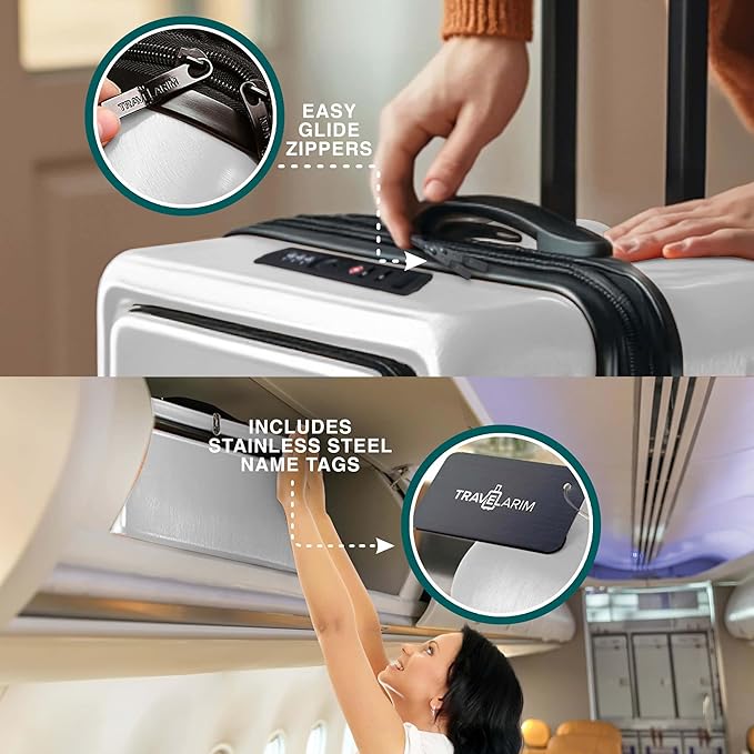 Luggage Sets 3 Piece, 22 Inch Carry on Luggage and 24 Inch Suitcases with Wheels Spinner, Durable Hard Shell Suitcase Set, Expandable Travel Suitcase, White