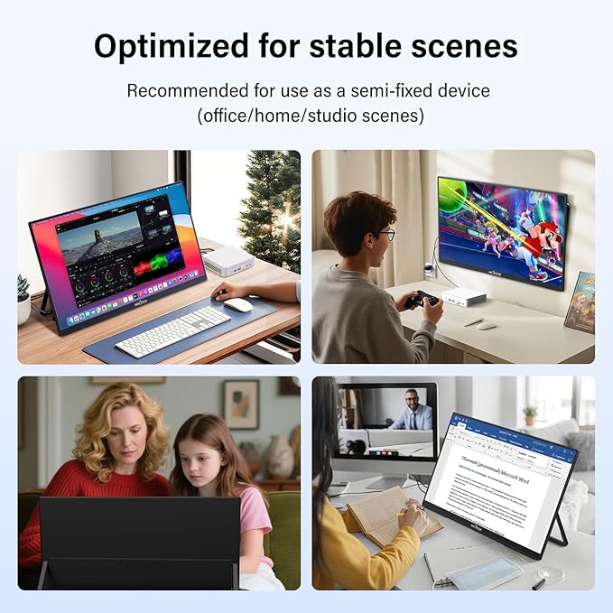 InnoView 23.8" Large Portable Monitor, FHD 144HZ 100% SRGB IPS USB-C HDMI Work Home Gaming Second Monitor 1080P W/180°Adjustable Stand for Laptop, MacBook, Phones