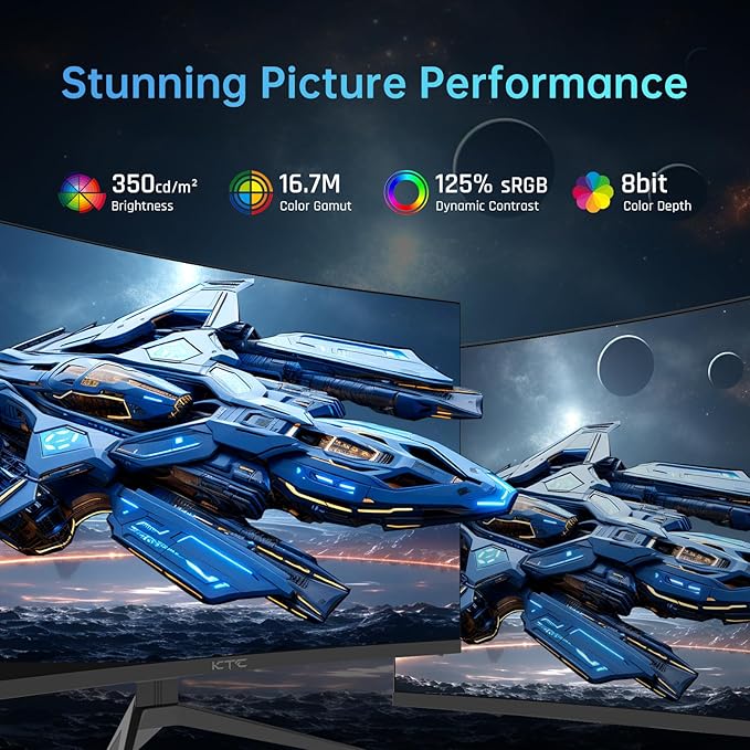 KTC 32 inch 240Hz Curved Gaming Monitor 1500R 1080P 125% sRGB 1ms, Freesync/G-sync HDR10,HDMI/DP/USB Ports VESA,Tilt Adjustable,Xbox PS5 Switch,Black