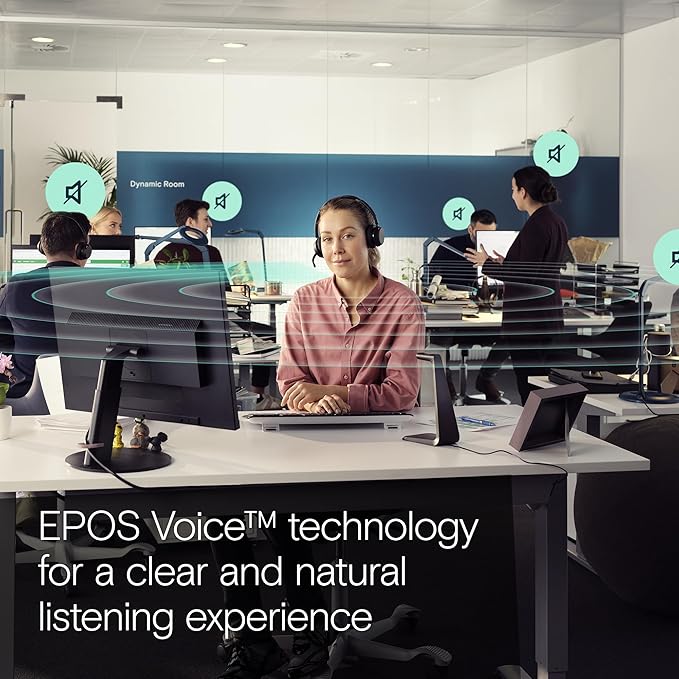 EPOS Impact 1061T ANC - Premium Open Office Headset with Hybrid Adaptive ANC, AI™ Microphone Technology, and Multipoint Connectivity