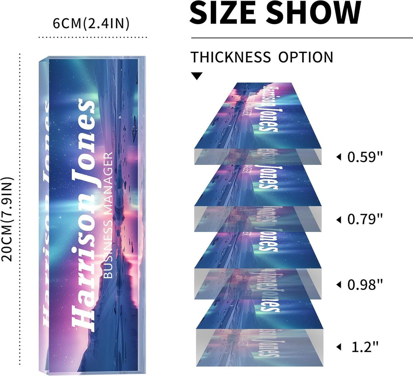 Personalized Name Plate for Desks, Custom Desk Name Plates, Acrylic Name Plate Office Desk Accessories, Personalized Office Gifts for Coworkers Teachers, Employee Appreciation Gifts (B-Purple Aurora)