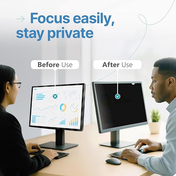 VINTEZ 24 Inch 16:10 Privacy Screen for Computer Monitor and Laptop - Anti Glare Protector Film Blue Light Filter Eye Protection - Computer Screen Privacy Shield, [1 Pack]