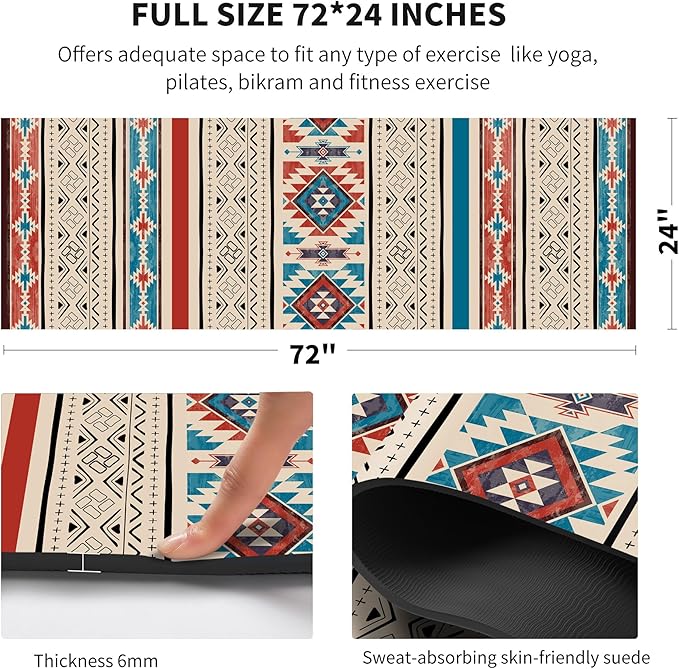 nuveti Yoga Mat Print Extra Thick TPE Non Slip Fitness Exercise Mat with Carrying Bag,72"x24" Extra Thick 6MM Exercise & Workout Mat for Yoga, Pilates Fitness and Floor Exercises