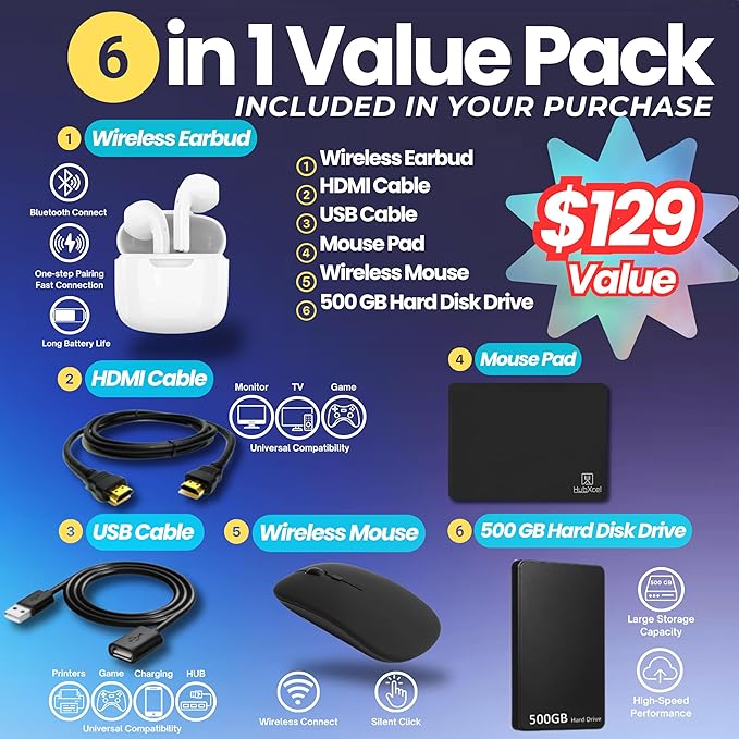 Lenovo IdeaPad Laptop for Business Student 2025, 15.6" Display, 20GB RAM + 1.6GB Storage (1TB SSD +128GB eMMC +500GB Ext), Dual Intel Core Processor, WiFi 6, HubxcelAccessory, Office 365 1 Yr, Win 11