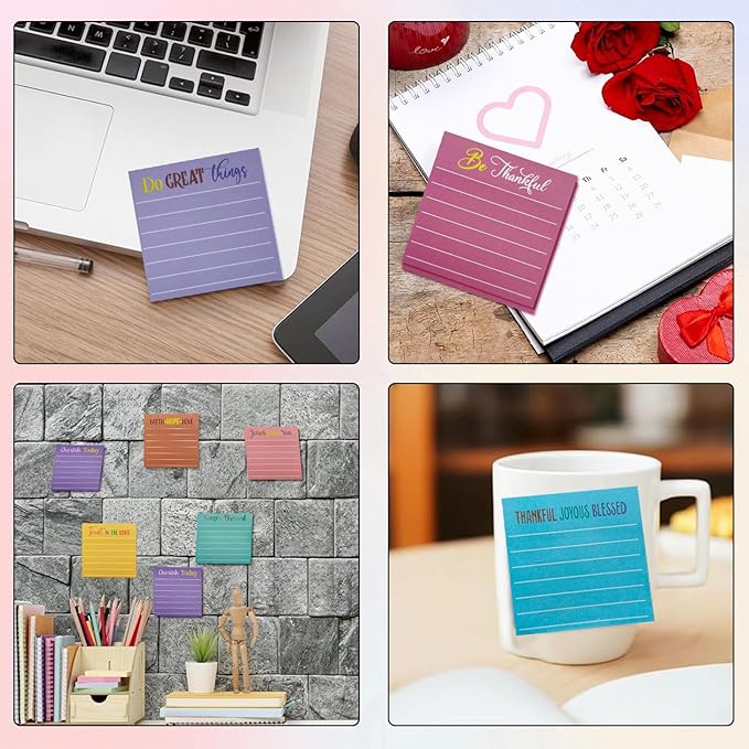 24 Pack 720 Sheets Bible Verses Sticky Notes Post It Inspirational Scripture Quotes,3 x 3 Inch Christian Motivational Positive Memo Pads Mini Notepads with Lines,Religious Office & School Supplies