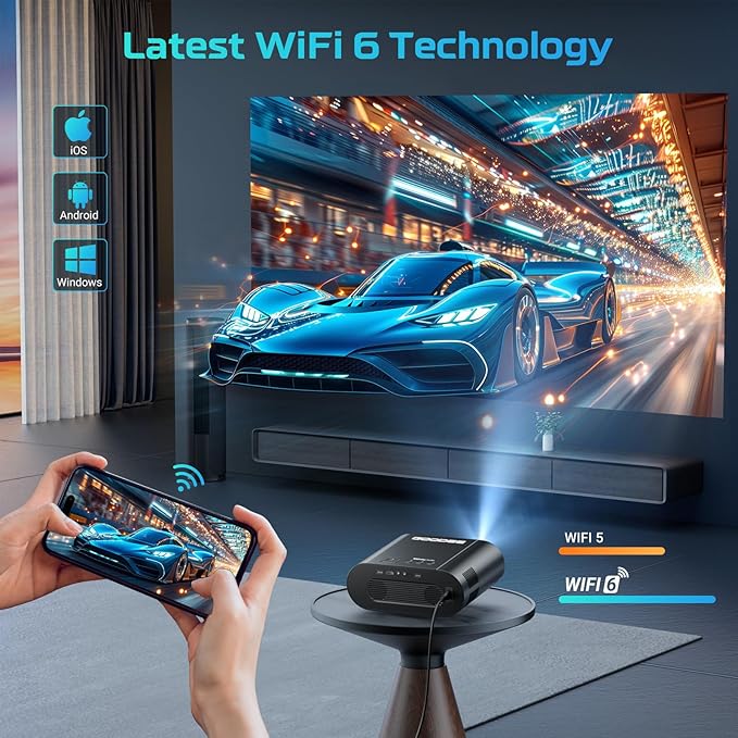 Mini Projector, GooDee HD Video Projector 1920x1080P Support, Outdoor Movie Projector DLP Home Theater Projector with Tripod&Bag, Support Fire TV Stick/PS4/HDMI/iOS /Android