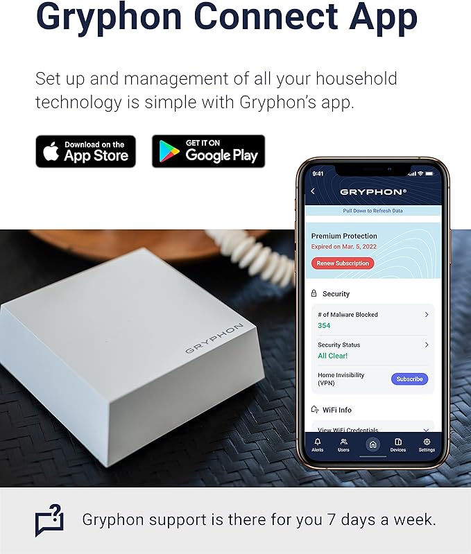 Gryphon Guardian Parental Control Router & Mesh WiFi System Up to 5,400 Sq ft Coverage WiFi Router Malware Secure Router Home Protection & Security AC1200 DualBand Wireless Extender Smart Home 3 Pack