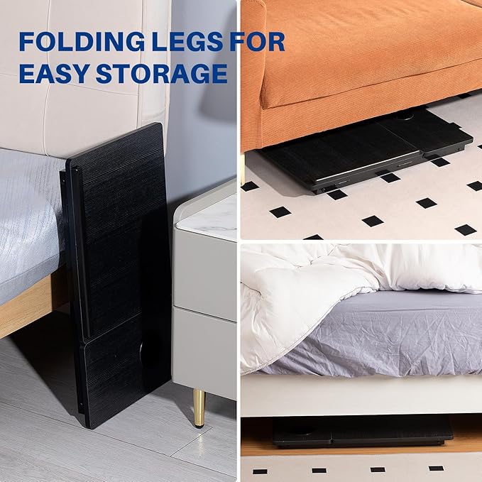 Laptop Desk for Bed Couch, Adjustable Foldable Bed Table with Cup Holder, Breakfast Serving Tray, Portable Laptop Lap Desk Stand for Working Reading Writing Eating Gaming in Bed Sofa Floor(Black)