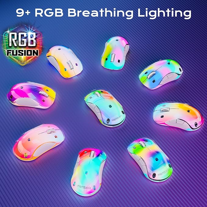 memzuoix 2.4G LED Wireless Mouse, Rechargeable Ergonomic Mouse with Detachable Cover, 1400 DPI Portable Optical Computer Mouse with USB Receiver for Laptop, PC, Desktop and MacBook, 5 Buttons-Blue