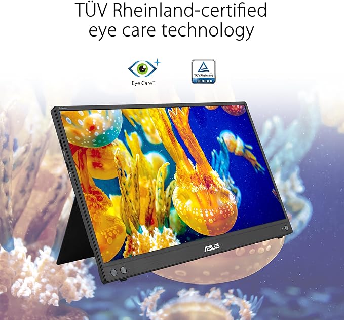 ASUS ZenScreen 16” (15.6 inch viewable) 1080P USB-C Portable Monitor (MB16AHV) - Full HD, IPS, Blue Light Filter, Anti-glare, Mini HDMI, Kickstand, Tripod Mountable, Protective Sleeve, 3 year warranty
