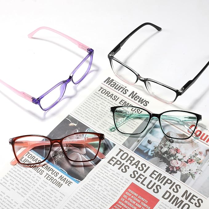 Przene 4 Pack Blue Light Blocking Reading Glasses,Readers for Women and Men with Spring Hinge