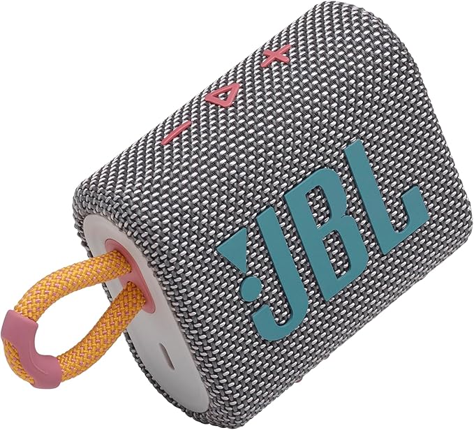 JBL Go 3 - Portable Mini Bluetooth Speaker, big audio and punchy bass, IP67 waterproof and dustproof, 5 hours of playtime, speaker for home, outdoor and travel (Grey)