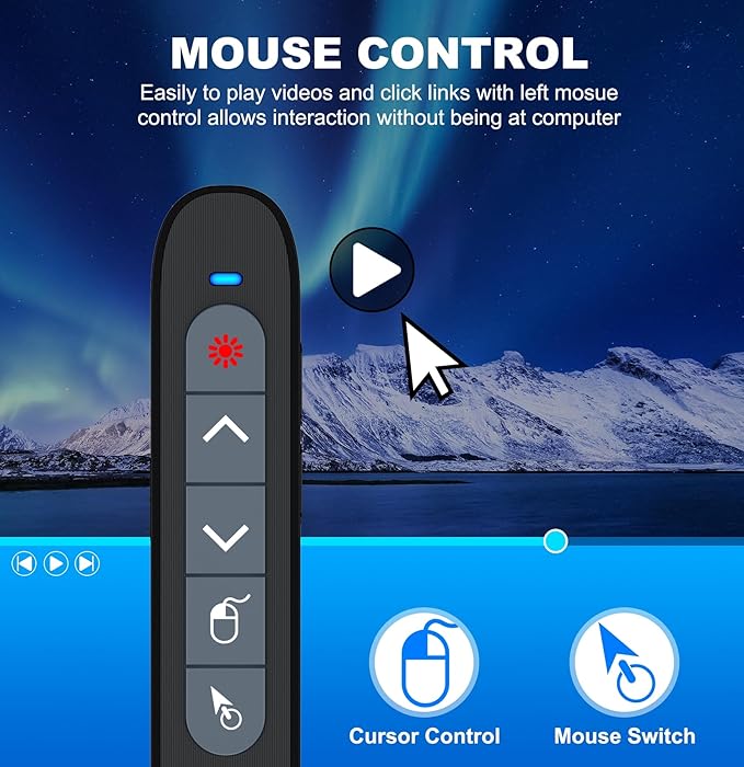 2 in 1 USB Type C Wireless Presenter Remote with Air Mouse, Rechargeable Presentation Clicker PPT Pointer RF 2.4GZ PowerPoint Clicker Slide Advancer for Computer Mac