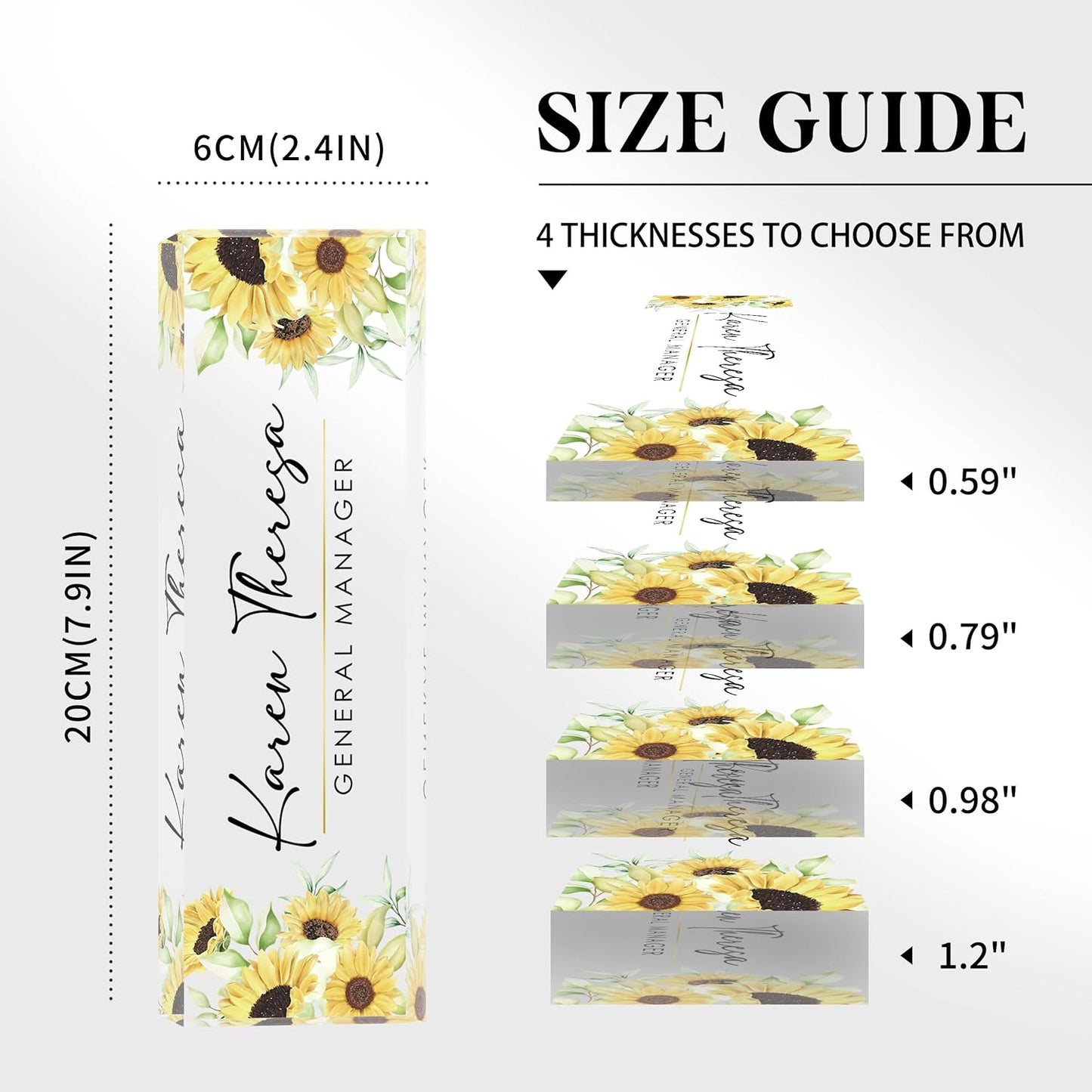 Custom Sunflower Office Name Plate, Personalized Gifts for Women & Employees, Appreciation Gifts for Boss & Teacher, Office Desk Accessories