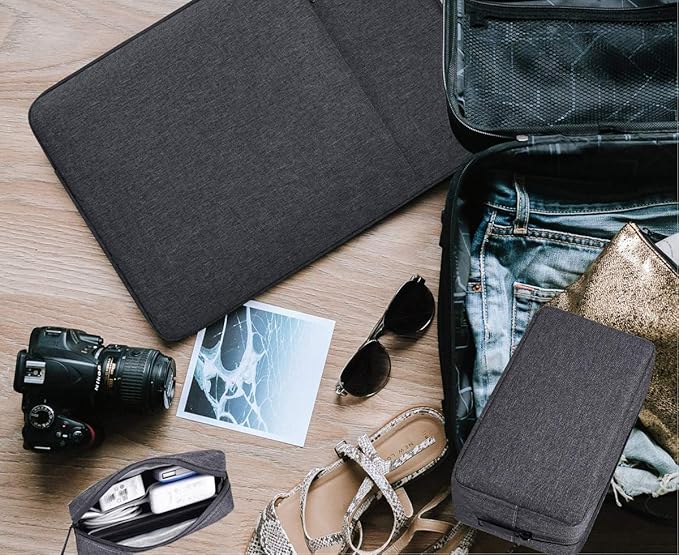 dealcase Electronics Accessories Case, Durable Small Electronics Accessories Storage Bag Compatible Laptop Charger Various USB, Cables, Cords and Power Travel Gadget Carry Bag, Dark Gray(Small+Big)