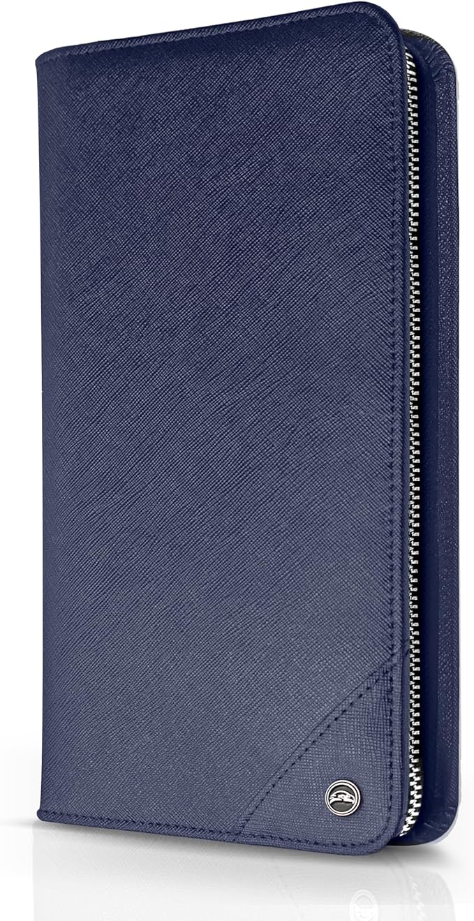 Family 4 Passport Holder - Travel Wallet RFID Blocking, Document Organizer, Essentials Plane Accessory Cover for Women Men (Blue)