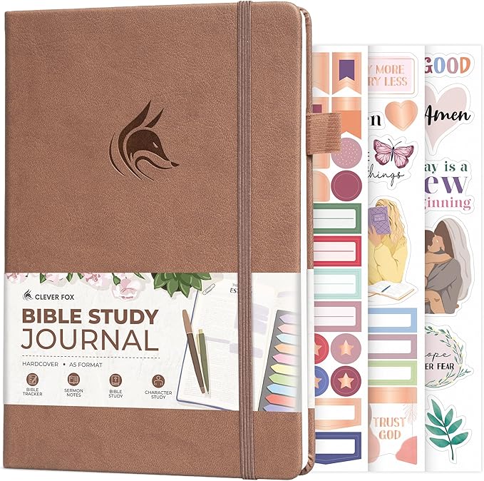Clever Fox Bible Study Journal – Church Notes Notebook – Note Taking & Journaling Kit – Faith Based Religious Gifts & Accessories (Dark Terracotta)