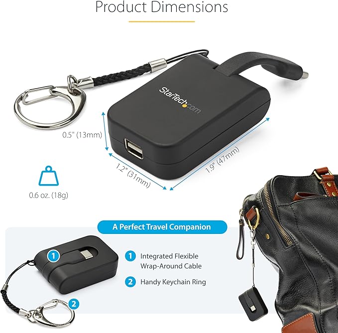 StarTech.com Compact USB C to Mini DisplayPort Adapter - 8K 60Hz/4K USB-C to mDP 1.4 Video Converter w/Keychain Ring - USB Type-C DP Alt Mode (HBR3 HDR DSC) to mDP Monitor - TB3 Compatible (CDP2MDPFC)