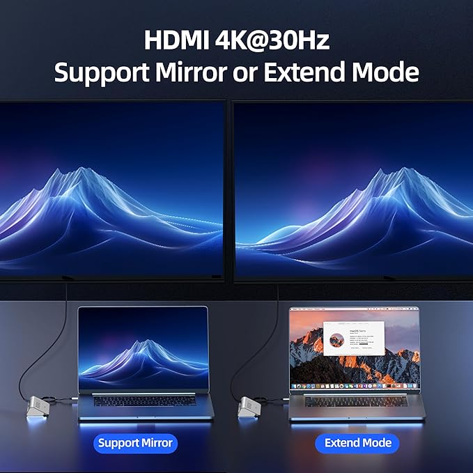 USB C Hub, 10-in-1 USB Docking Station, Aluminum USB to Ethernet Adapter with 4K HDMI, PD 100W, 1Gbps Ethernet, USB-C and 2 USB A 3.0 5Gbps, 2 USB 2.0, SD/TF Slot for MacBook Air/Pro, iPad