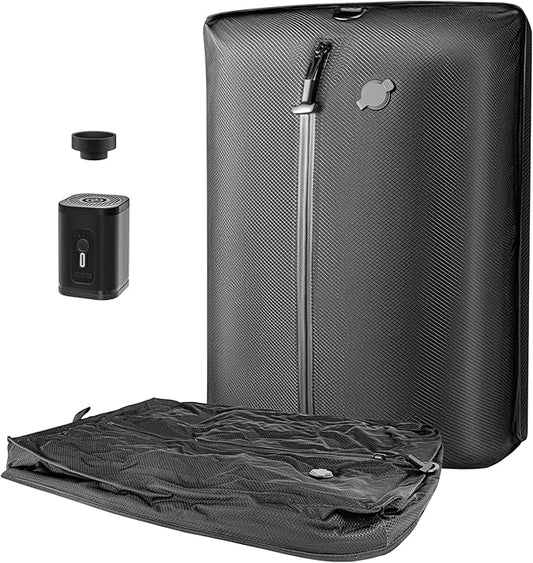 Luvan Travel Vacuum Bags for Luggage with Wireless Pump, Reusable Space Saver 33L Compression Clothing Packing Storage Organizer Cube for Carry On Suitcases and Backpack, IP67 Waterproof (1PC+1 Pump)