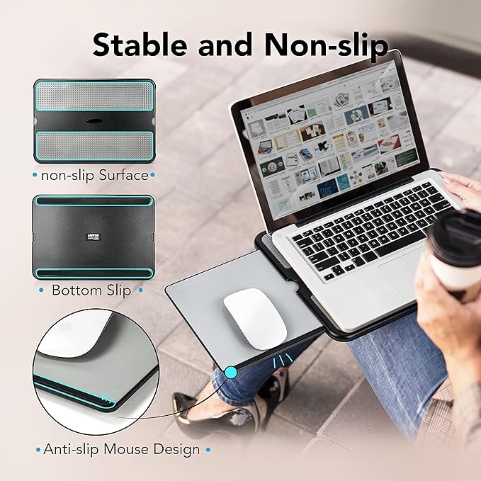 EHO Laptop Lap Desk, Portable Lapdesk with Smooth Surface and Mouse Pad, Lightweight Bed Tray for Laptop or Tablet, Ergonomic Lap Table for Home, Office, Travel, and Students