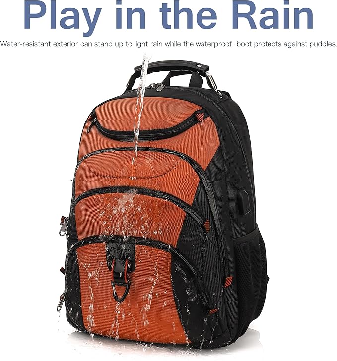 Boavan Laptop Backpack for men, 15.6 inch Laptop Bag with USB Port, Waterproof Travel Work Backpack Purse, Anti-Theft Teacher Nurse Doctor Casual Bookbags Office Business backpack，Deep Orange Black