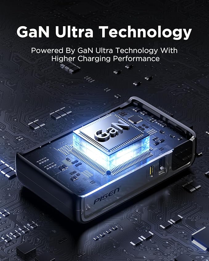 PISEN Wall Charger Power Bank - 87W 2-in-1 Hybrid Charger, 10000mAh GaN USB-C Portable Charger with Wall Plug, 87W Hybrid Charger Power Bank with Wall Plug for iPhone, iPad, MacBook, Samsung, Laptops