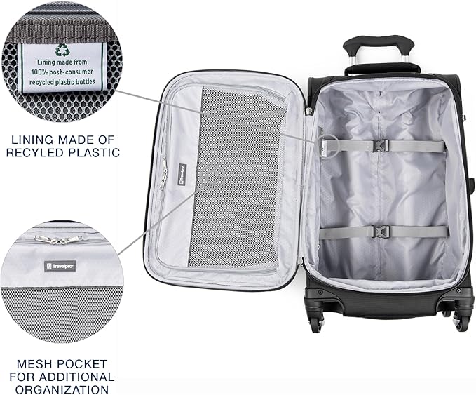 Travelpro Maxlite 5 Softside Expandable Luggage with 4 Spinner Wheels, Lightweight Suitcase, Men and Women, Black, Compact Carry-on 20-Inch