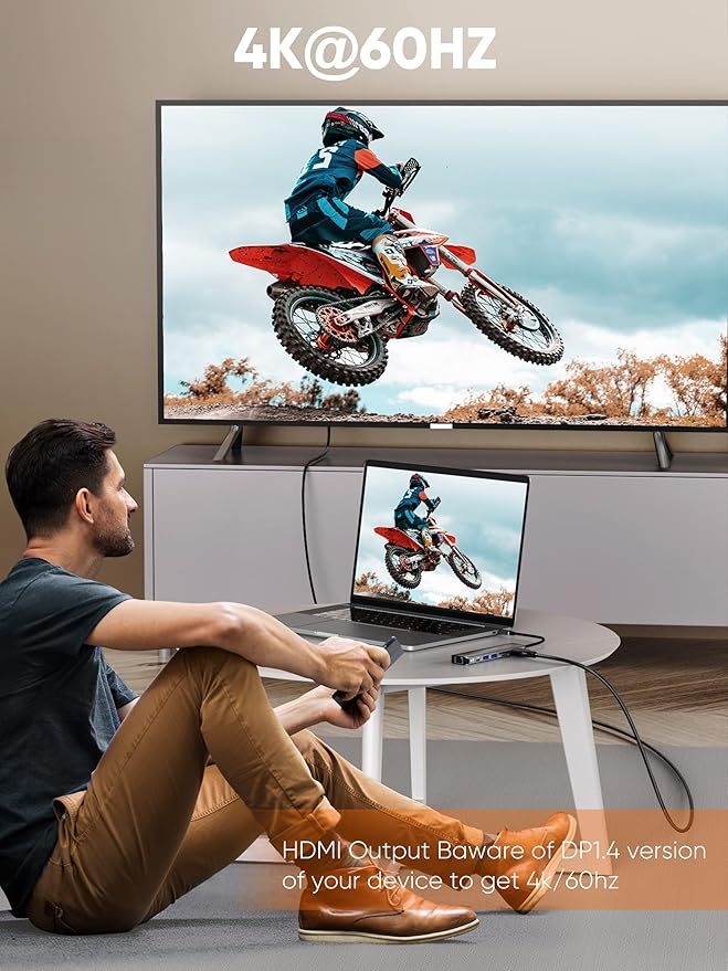 USB C Hub 4K 60Hz, CableCreation 7-in-1 USB-C Hub Multiport Adapter with 1Gbps Ethernet, HDMI, 2 USB 3.0 Ports, 100W PD and SD/TF Cards Reader, Compatible with Steam Deck MacBook Pro/Air, iPad Pro