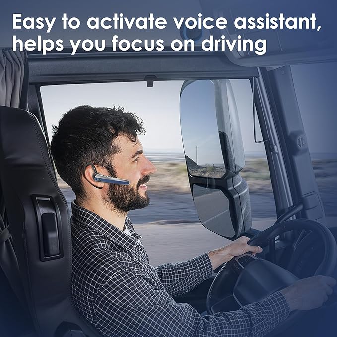 Bluetooth Headset with Microphone, Wireless Earpiece with Charging Case for Cellphones, PC, Single Ear Headset with Mute for Trucker Driver, Remote Work