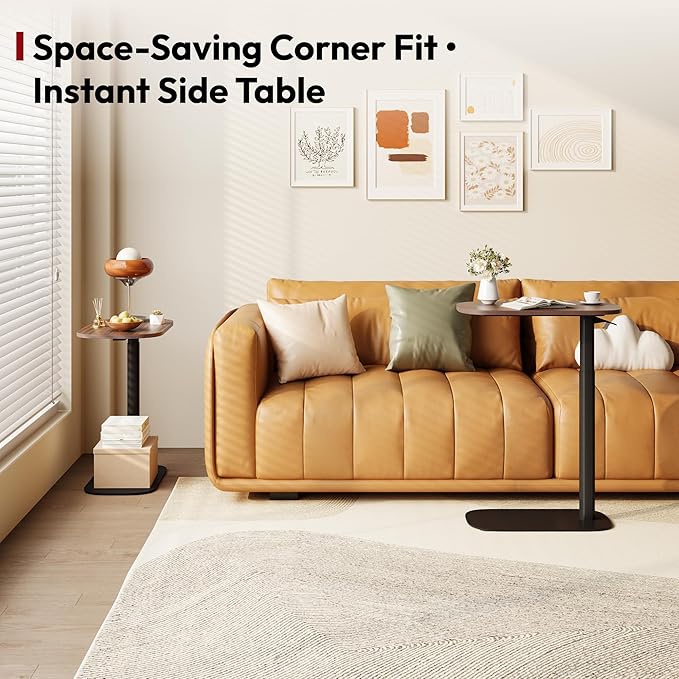 SANODESK Adjustable Overbed Bedside Table Pneumatic Adjustable Height Laptop Computer Standing Desk Cart with Tray, Hospital and Home Use(23.6" W x 13.8" D, Walnut)