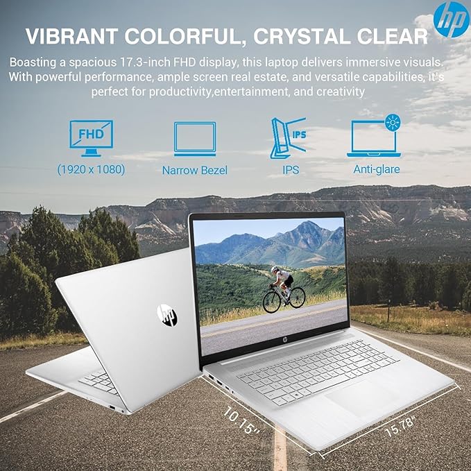 HP 17 Laptop Business, 17.3" FHD IPS Display, 16GB RAM, 1TB Storage (512GB SSD + 500GB Ext Drive), 6-Core AMD Ryzen 5 Processor, Lifetime Microsoft Office, Long Battery, MarxsolAccessory, Win 11 Pro