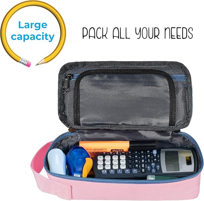 ECHSRT Large Pencil Case, Aesthetic Pen Pouch with Big Capacity, Minimalist Portable Stationery Bag with Handle for Office Organizer Aesthetic Pencil Cases