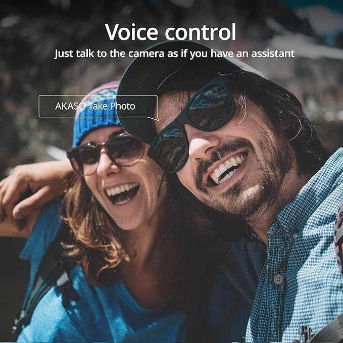 AKASO Brave 7 4K30FPS 20MP WiFi Action Camera with Touch Screen IPX8 33FT Waterproof Camera EIS 2.0 Zoom Support External Mic Voice Control with 2X 1350mAh Batteries Vlog Camera