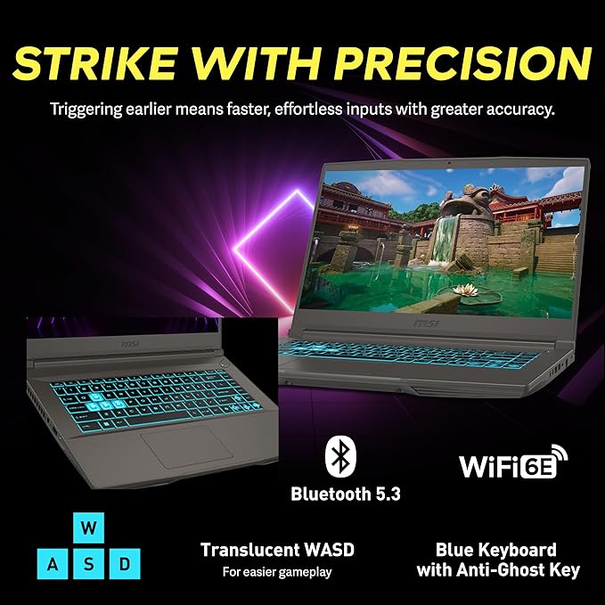 msi Thin 15 15.6" FHD 144Hz Gaming Laptop, Intel i5-13420H, NVIDIA GeForce RTX 4050, 32GB DDR4 RAM, 1TB PCIe SSD, Backlit Keyboard, Wi-Fi 6E, Webcam, Win 11 Pro, Gray, 256GB Docking Station Set