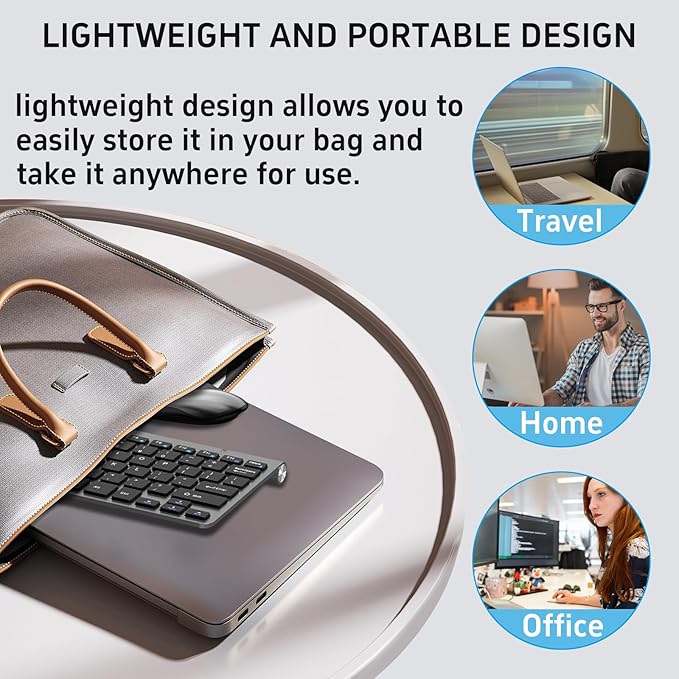 2.4G Wireless Keyboard and Mouse Compact Keyboard Mini Portable Silent Mouse, Suitable for Laptops Mac PC、 Travel Keyboard and Mouse