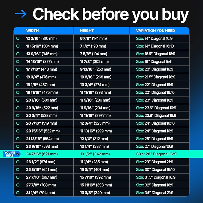 VINTEZ 28 Inch 16:9 Privacy Screen for Computer Monitor and Laptop - Anti Glare Protector Film Blue Light Filter Eye Protection - Computer Screen Privacy Shield, [1 Pack]