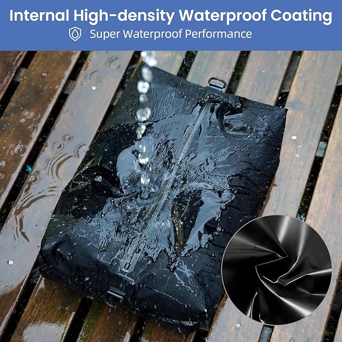 BAGAIL TPU Vacuum Bag for Travel, Reusable Compression Bag with IPX8 Waterproof Zipper, Save Space for Suitcase, Backpack and Carry on (Black, Large, No Pump)