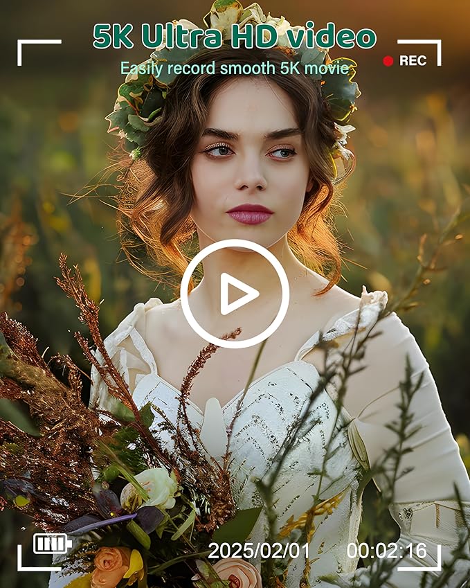 5K Digital Camera - WiFi 75MP Cameras for Photography - UHD Vlogging Camera for YouTube with 3" 180° Flip Screen - Autofocus Compact Video Travel Camara with 18X Zoom, 32GB SD Card, 2 Batteries