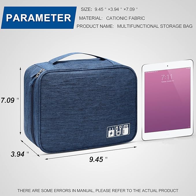 Electronics Organizer Travel Universal Cable Organizer Bag Waterproof Electronics Accessories Storage Cases for Cable, Charger, Phone, USB, SD Card, Hard Drives, Power Bank, Cords