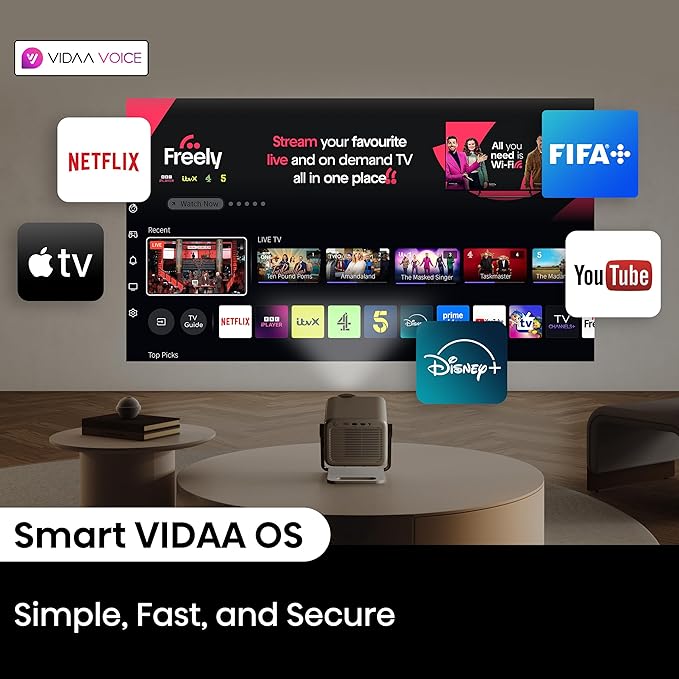 Hisense M2 Pro, Triple Laser Smart Portable Lifestyle Projector, 4K UHD, 65” – 200”, 1,300 Lumens, Dolby Vision,Optical Zoom, Intelligent Screen Adjustments, Vidaa OS, Netflix Included (2025 Model)