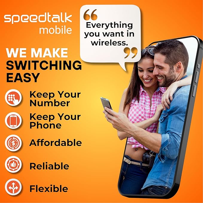 SpeedTalk Mobile Prepaid Cell Phone SIM Card for Smart Phones & Cellphones | $11 Monthly Plan - Unlimited Talk & Text + 2GB 5G 4G LTE Data | 3-in-1 SIM Card Standard Micro Nano