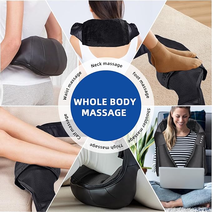 Joyset Shiatsu Neck and Back Massager with Heat,Shoulder Massager for Pain Relief Deep Tissue, 3D Kneading Massage with Cloth Cover,Carry Bag,Best Gifts for Men Women Parents