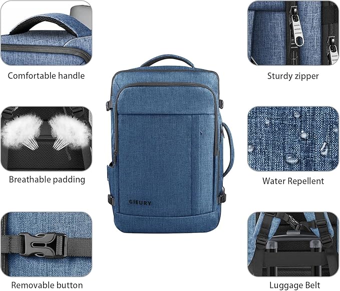 55L Extra Large Travel Backpack for Men & Women, 60L Expandable Big Capacity For Airplanes, Travel Gifts for Men Women, Carry On Backpack Fits 18.4 Inch Laptop, Luggage Suitcase Daypack Bag, Blue