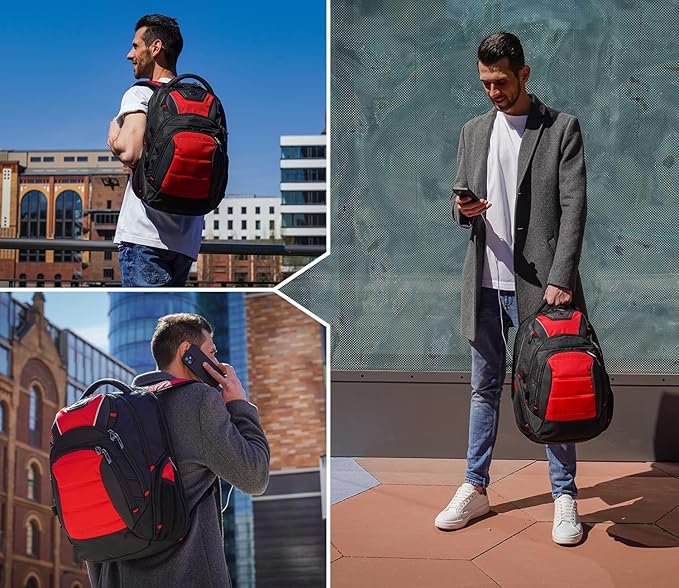 Swissdigital Design Men's Laptop Backpack for College and Business Travel with Integrated USB Charging Port and RFID Protection Fits 15.6" Laptops | J14-41