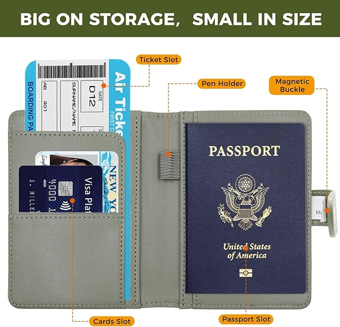 Melsbrinna Premium Leather Passport Holder Covers Case, Waterproof Rfid Blocking Travel Wallet Passport Holder with Pen Holder, Cute Passport Book for Women/Men