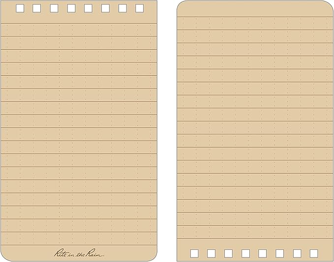 Rite in the Rain Weatherproof Top Spiral Notebook, 3" x 5", Tan American Flag Cover, Universal Pattern, 3 Pack (No. FL935T-3)