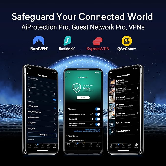 ASUS RT-BE86U BE6800 Dual-Band WiFi 7 Router, Supports 4096-QAM, MLO, AI WAN Detection, AiMesh, Subscription-Free Network Security, and Comprehensive VPN Features, Guest Network Pro, Gaming